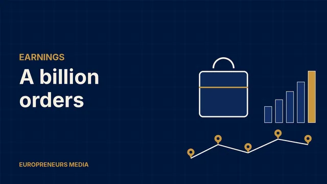 Abstract Europreneurs Media graphic: a delivery bag outline next to rising bars and location pins along a route, symbolising growing delivery orders