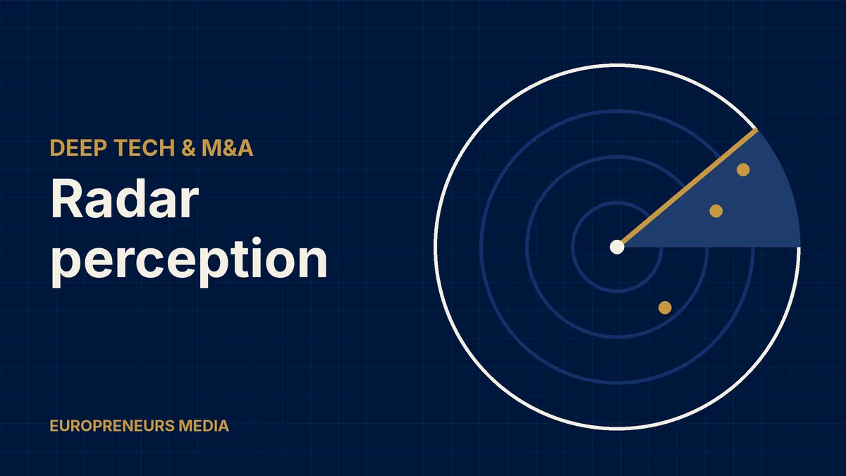 Abstract Europreneurs Media graphic: radar rings with a sweeping beam and detected targets