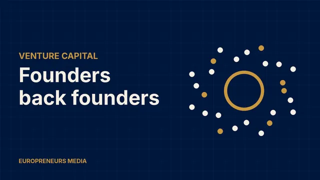 Abstract Europreneurs Media graphic: twenty-five small circles orbiting a gold ring, symbolising a venture fund backing a portfolio of early-stage startups